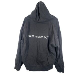 SpaceX Black Full Zip Hoodie Hooded Sweatshirt Mens Size 2XL